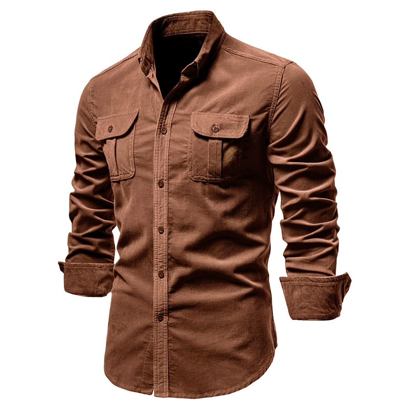 Corduroy Button Up Shirt Men - Veste chemise décontractée en velours côtelé