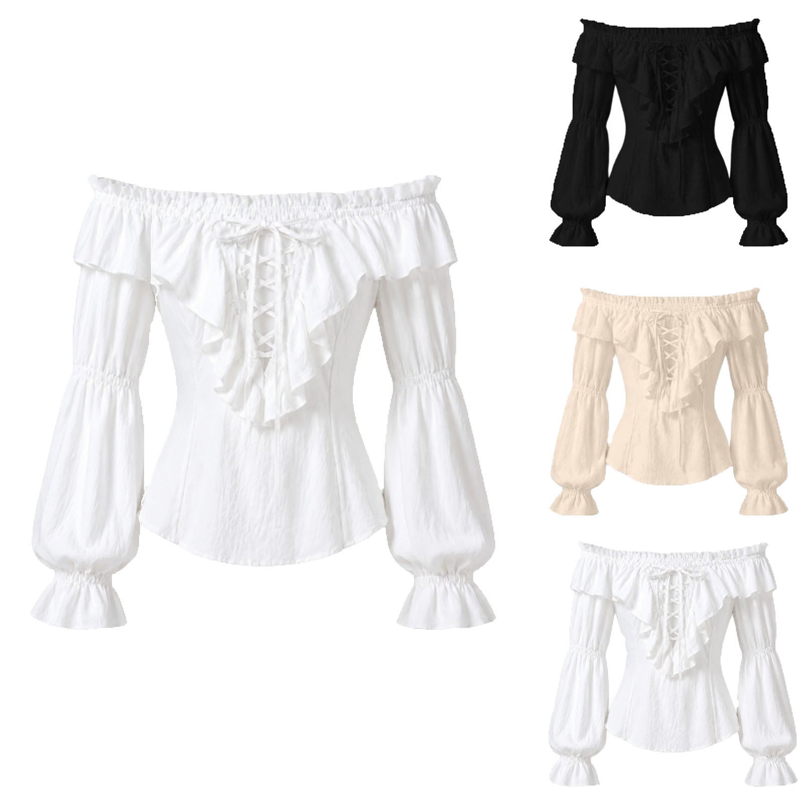 Medieval Gothic Lace Up Pirate Shirt - Chemise de pirate pour femmes, style