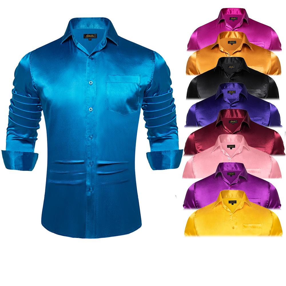 Mens Satin Silk Dress Shirt - Chemise de Smoking en Satin à
