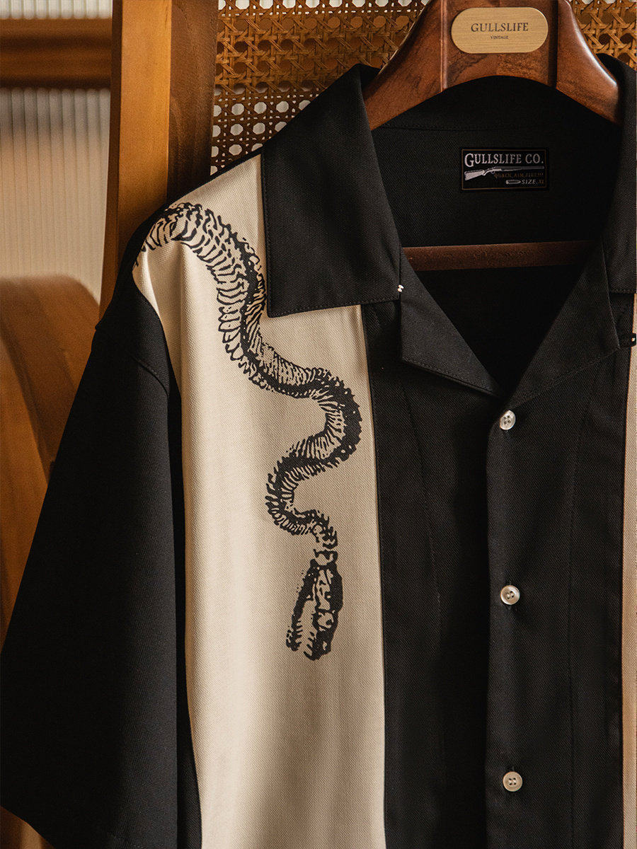 Short Sleeve Bowling Shirt Retro - Chemise pour homme à manches courtes,