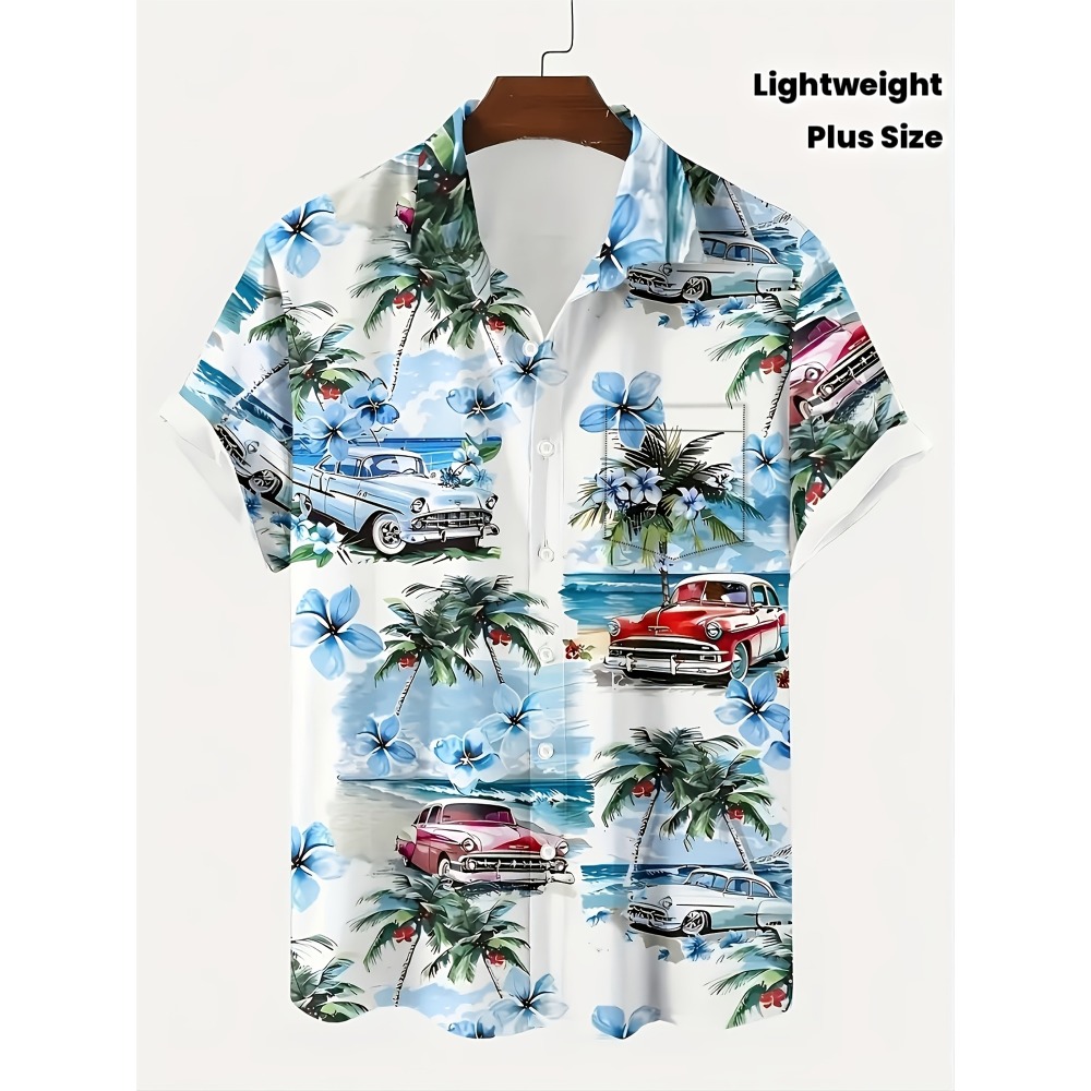 Vintage Hawaiian Floral Shirt - Chemises Hawaïennes pour Hommes, Imprimé Palmiers
