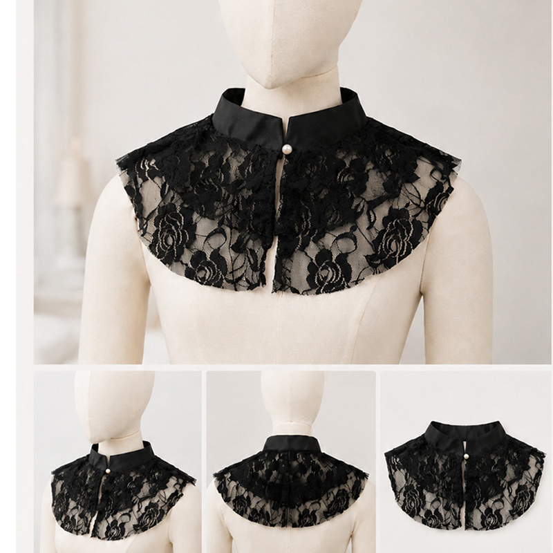 Shirts - Élégant col amovible en dentelle florale