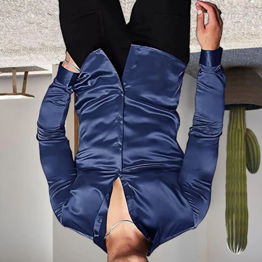 Mens Satin Silk Dress Shirt - Chemise élégante pour homme en satin