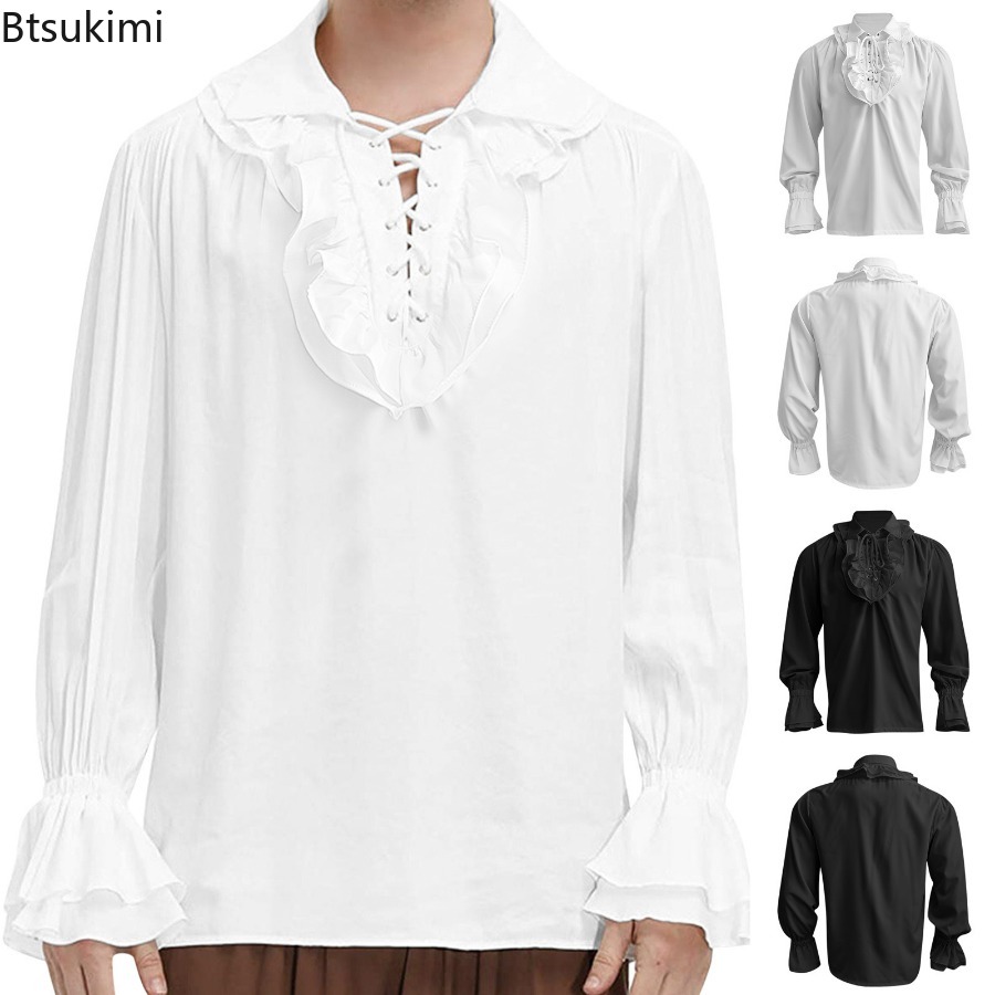 Medieval Gothic Lace Up Pirate Shirt - Chemise de pirate de la Renaissance