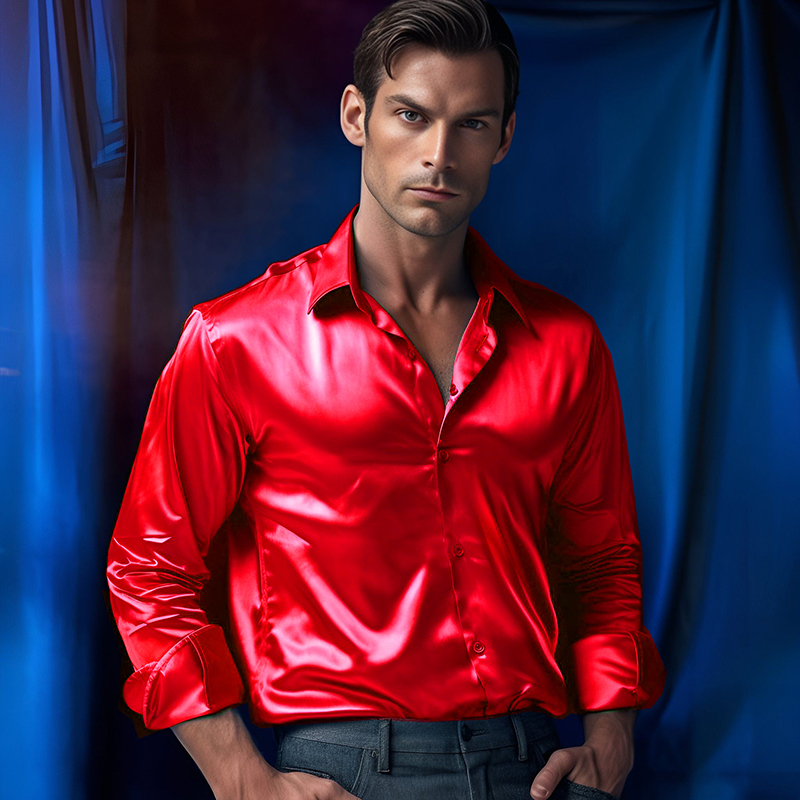 Hommes Satin luxe robe chemise - Mens Satin Silk Dress Shirt avis et prix