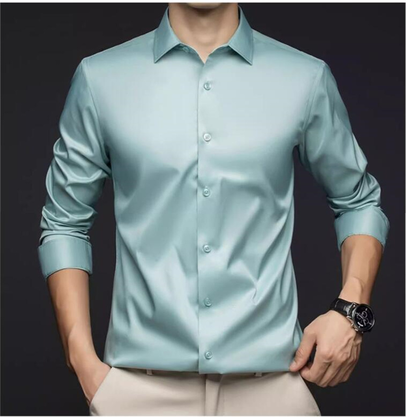Chemises professionnelles à ma - Mens Satin Silk Dress Shirt avis et prix