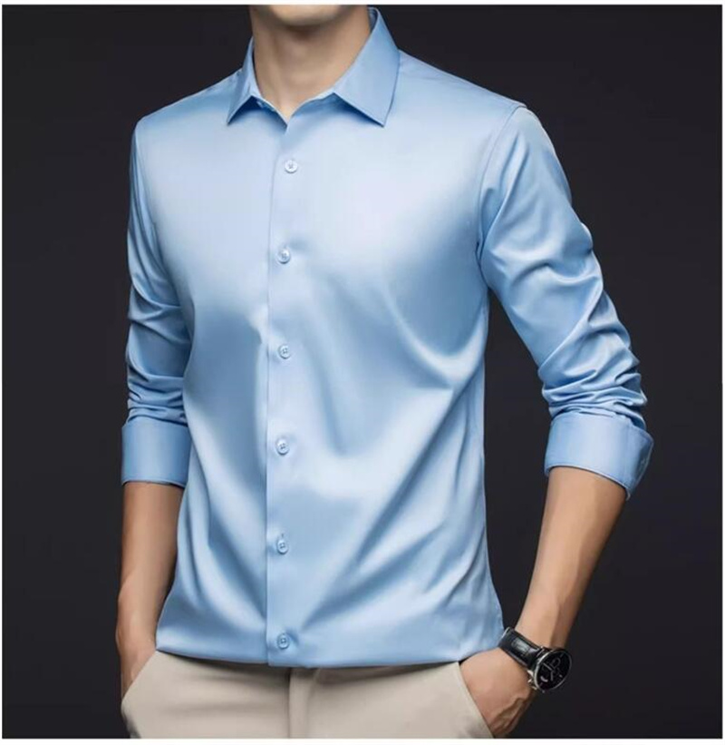 Chemises professionnelles à ma - Mens Satin Silk Dress Shirt avis et prix