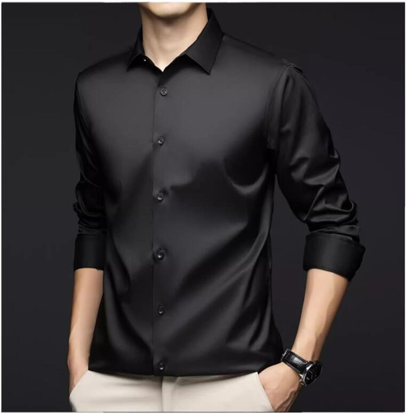 Chemises professionnelles à ma - Mens Satin Silk Dress Shirt avis et prix