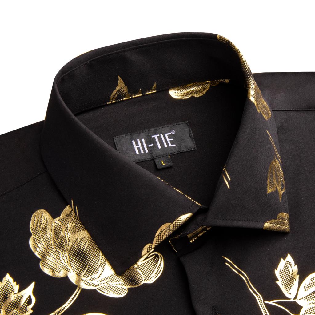 Hi-aught-Chemises noires et do - Mens Satin Silk Dress Shirt avis et prix