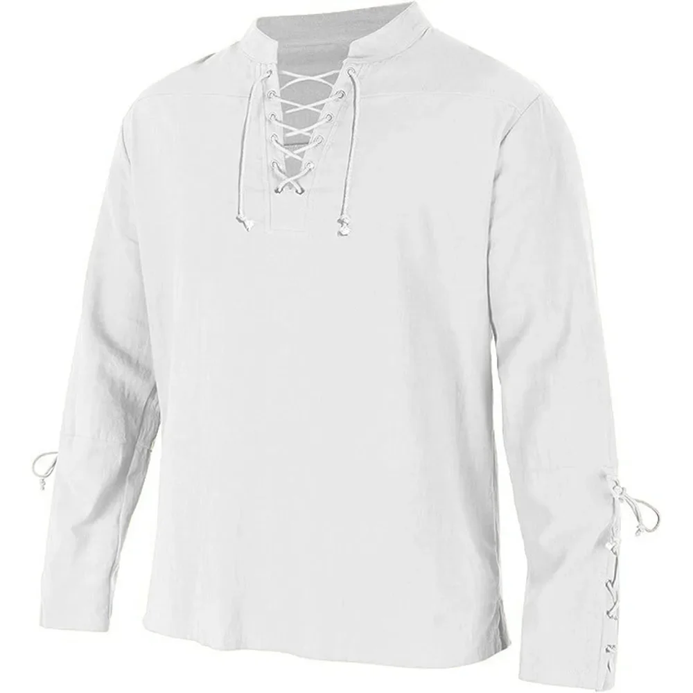 Chemises à manches longues à l - Medieval Gothic Lace Up Pirate Shirt avis et prix