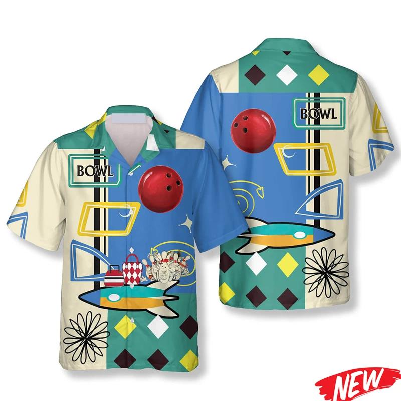 Chemise hawaïenne classique à  - Short Sleeve Bowling Shirt Retro avis et prix