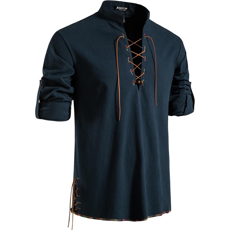 Chemise de pirate pour hommes  - Medieval Gothic Lace Up Pirate Shirt avis et prix