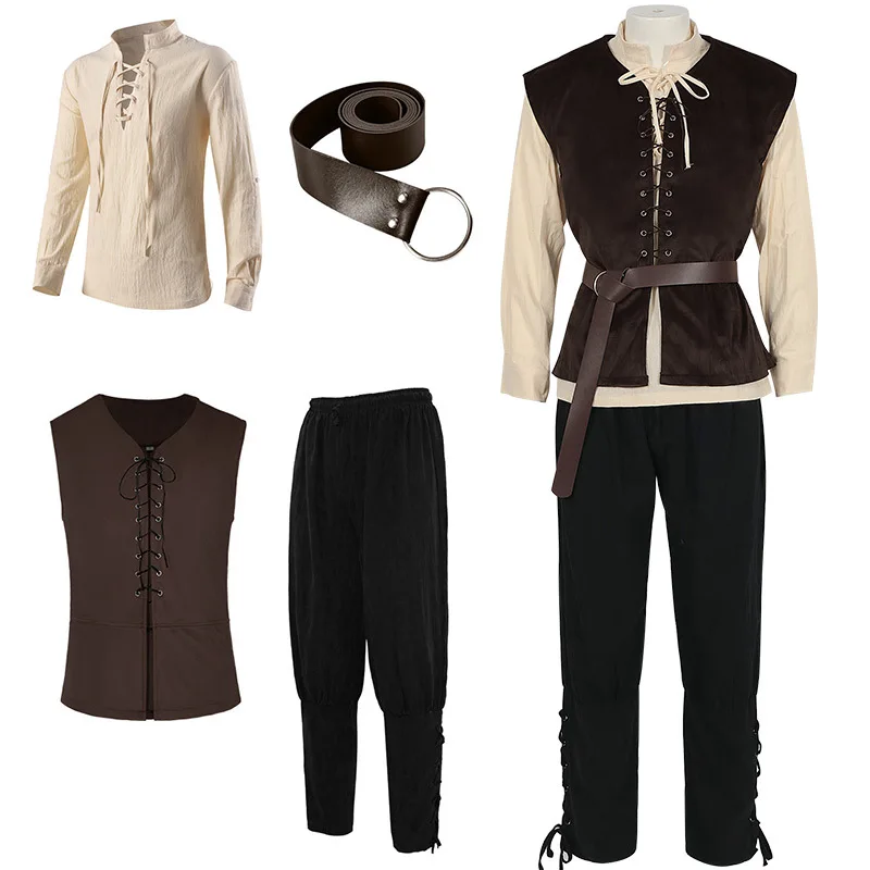 Chemises médiévales gothiques  - Medieval Gothic Lace Up Pirate Shirt avis et prix