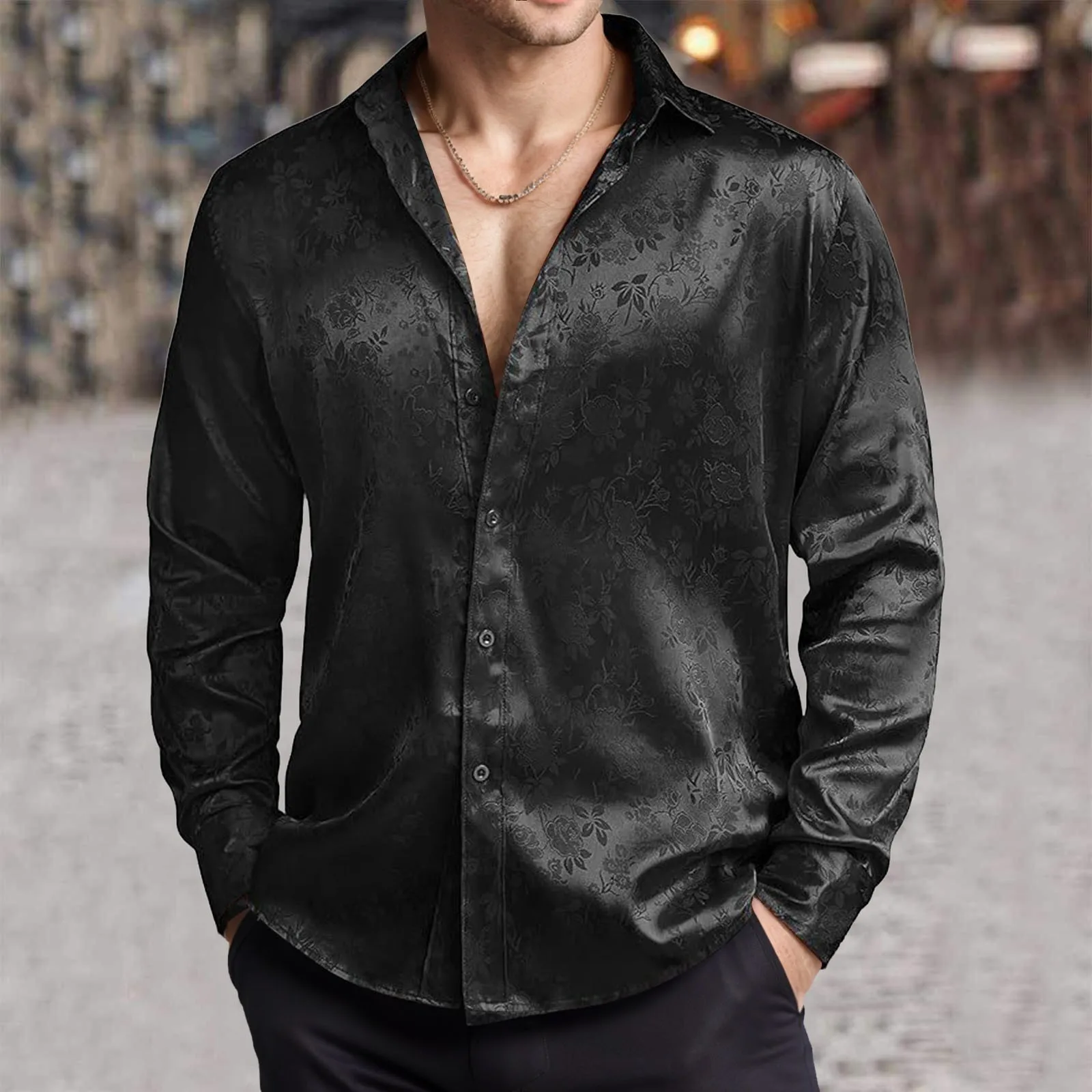 Chemise habillée en Satin de s - Mens Satin Silk Dress Shirt avis et prix