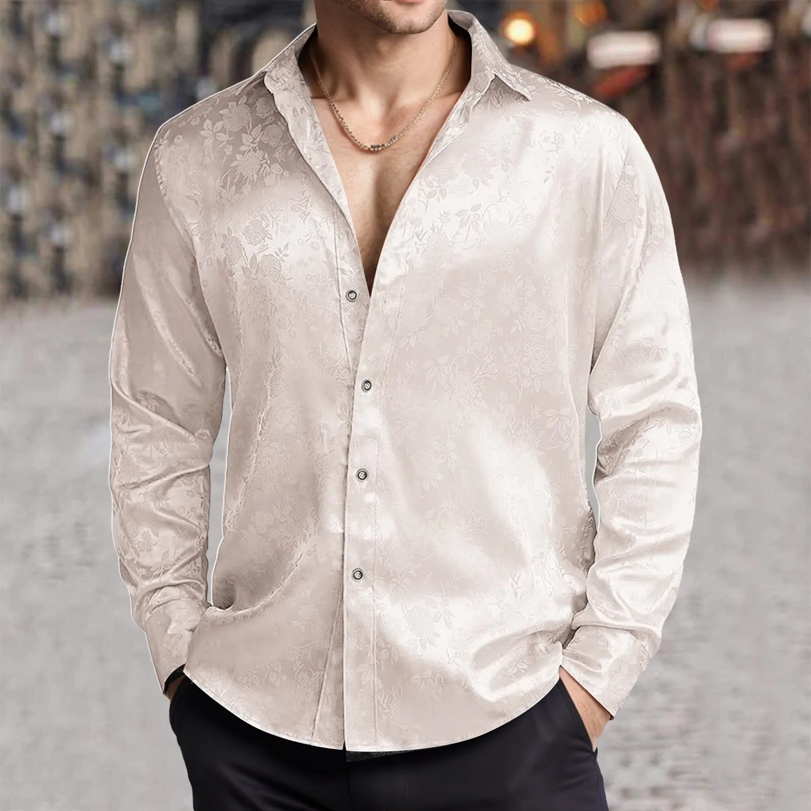 Chemise habillée en Satin de s - Mens Satin Silk Dress Shirt avis et prix