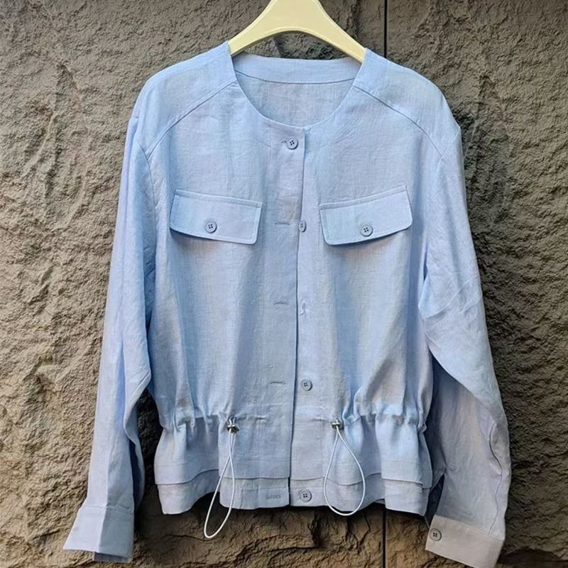 Veste fine en lin ample à cord - Jackets avis et prix