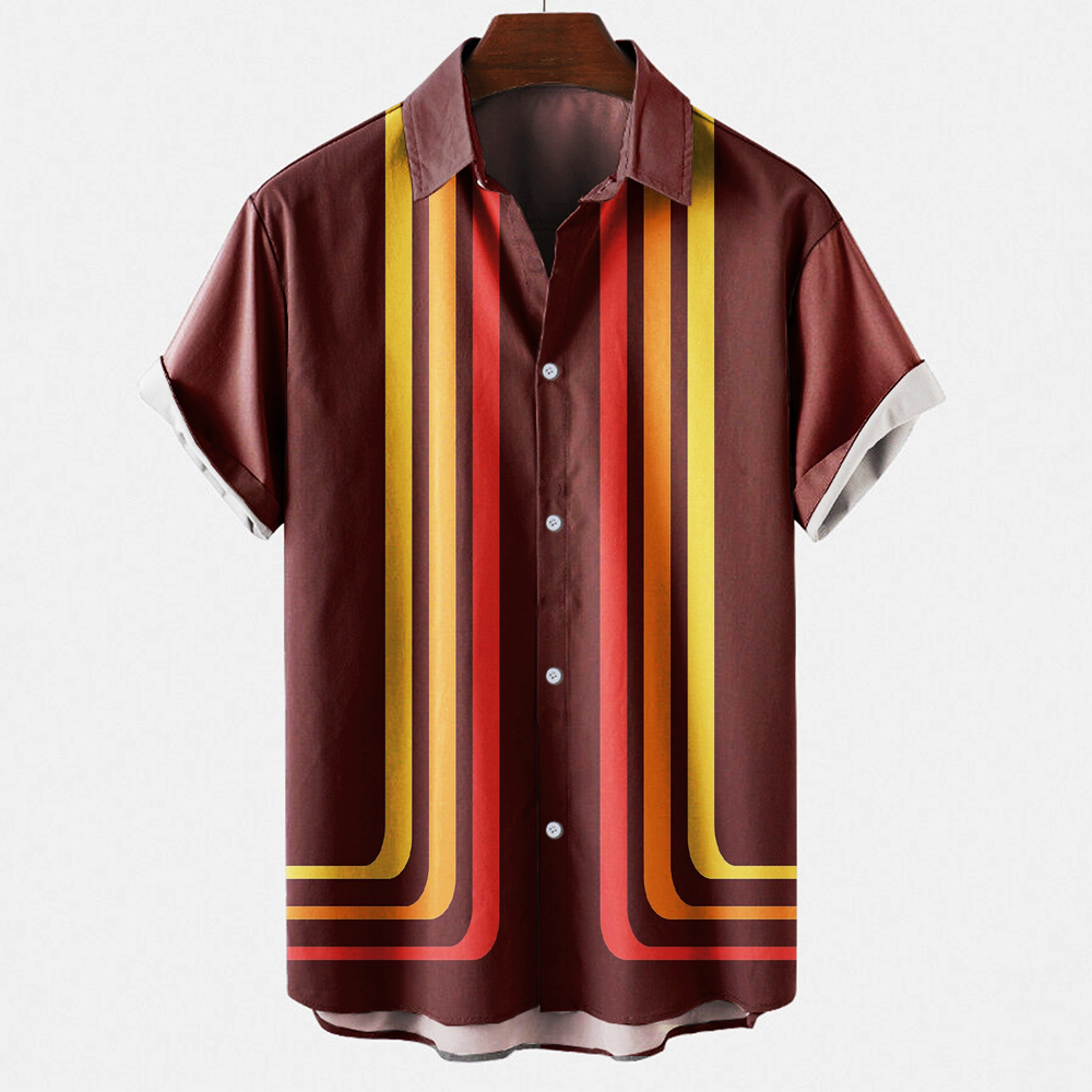 Chemise de bowling à rayures e - Short Sleeve Bowling Shirt Retro avis et prix