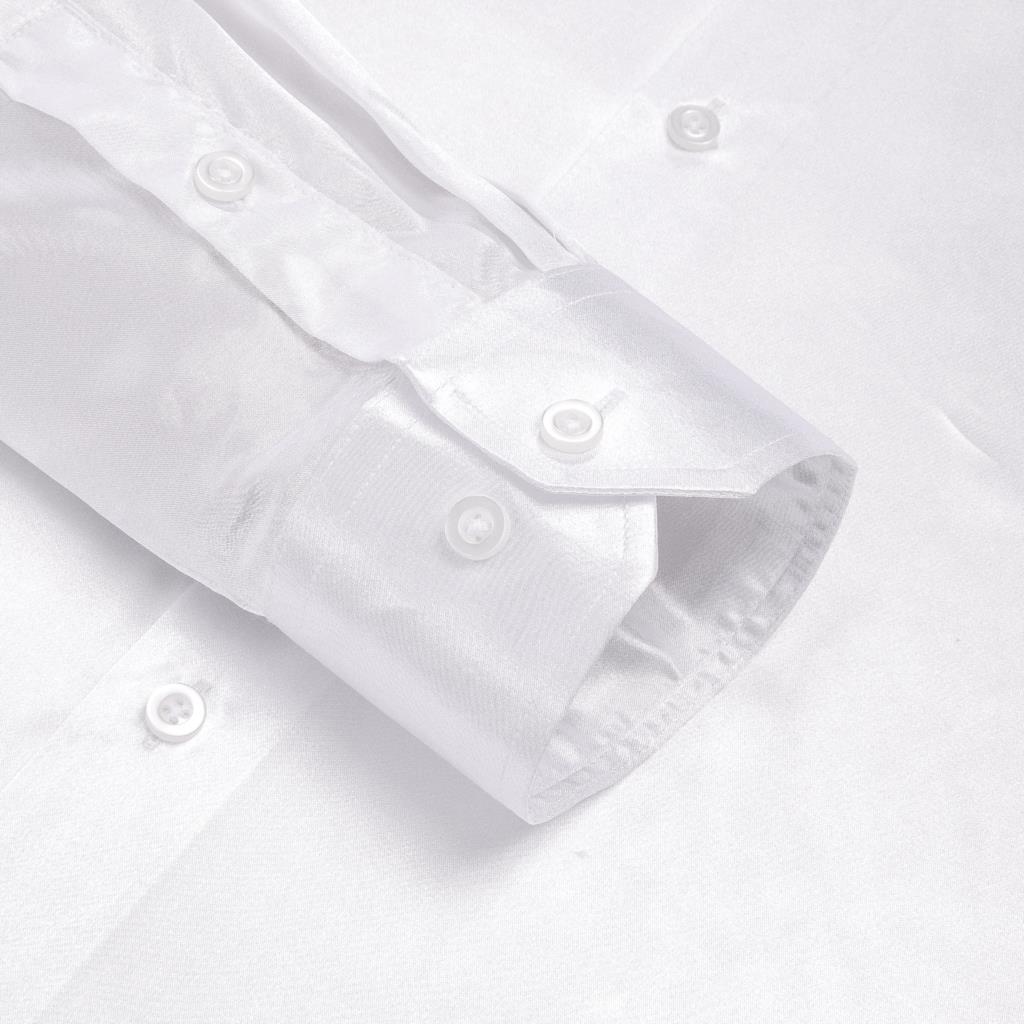 Hi-aught-Chemise en satin blan - Mens Satin Silk Dress Shirt avis et prix