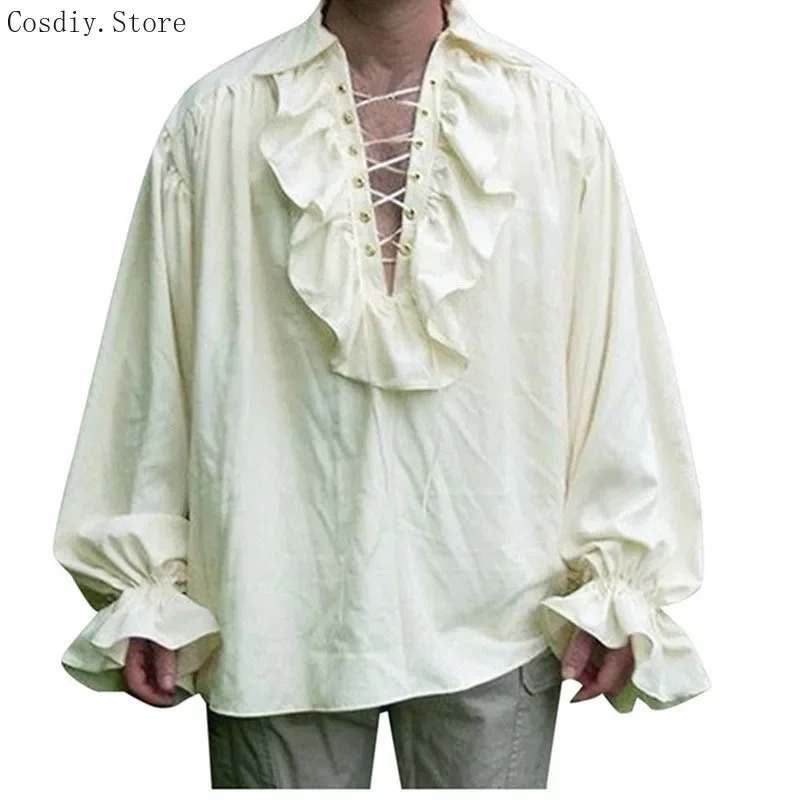 S-5XL Pirate médiéval Hallowee - Medieval Gothic Lace Up Pirate Shirt avis et prix