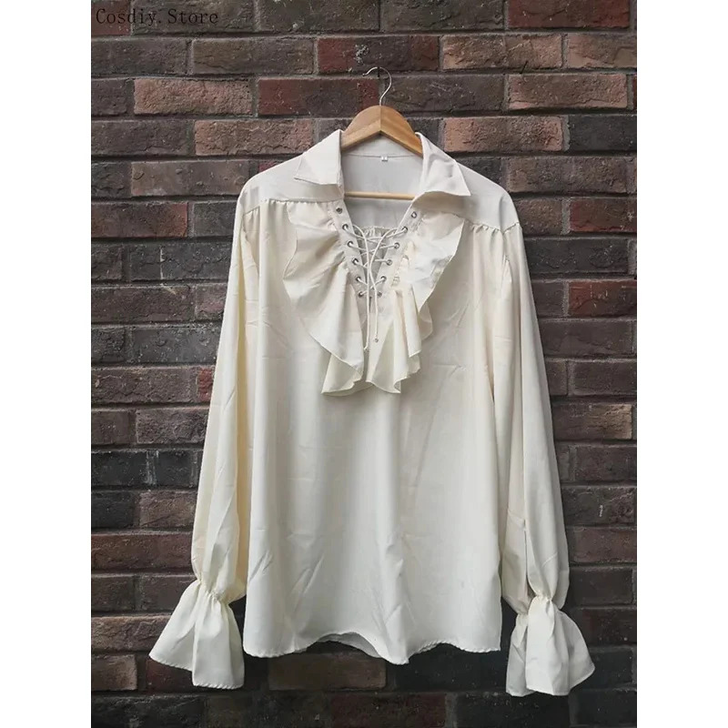 S-5XL Pirate médiéval Hallowee - Medieval Gothic Lace Up Pirate Shirt avis et prix