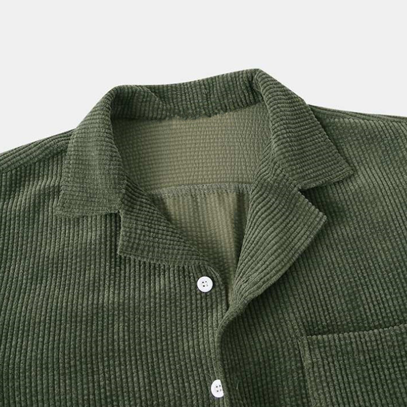Ensemble chemise et short en v - Corduroy Button Up Shirt Men avis et prix