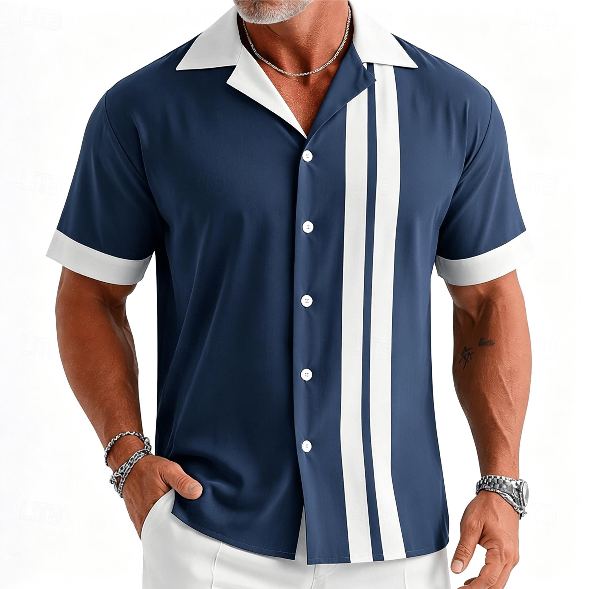 Chemise à manches courtes rayé - Short Sleeve Bowling Shirt Retro avis et prix