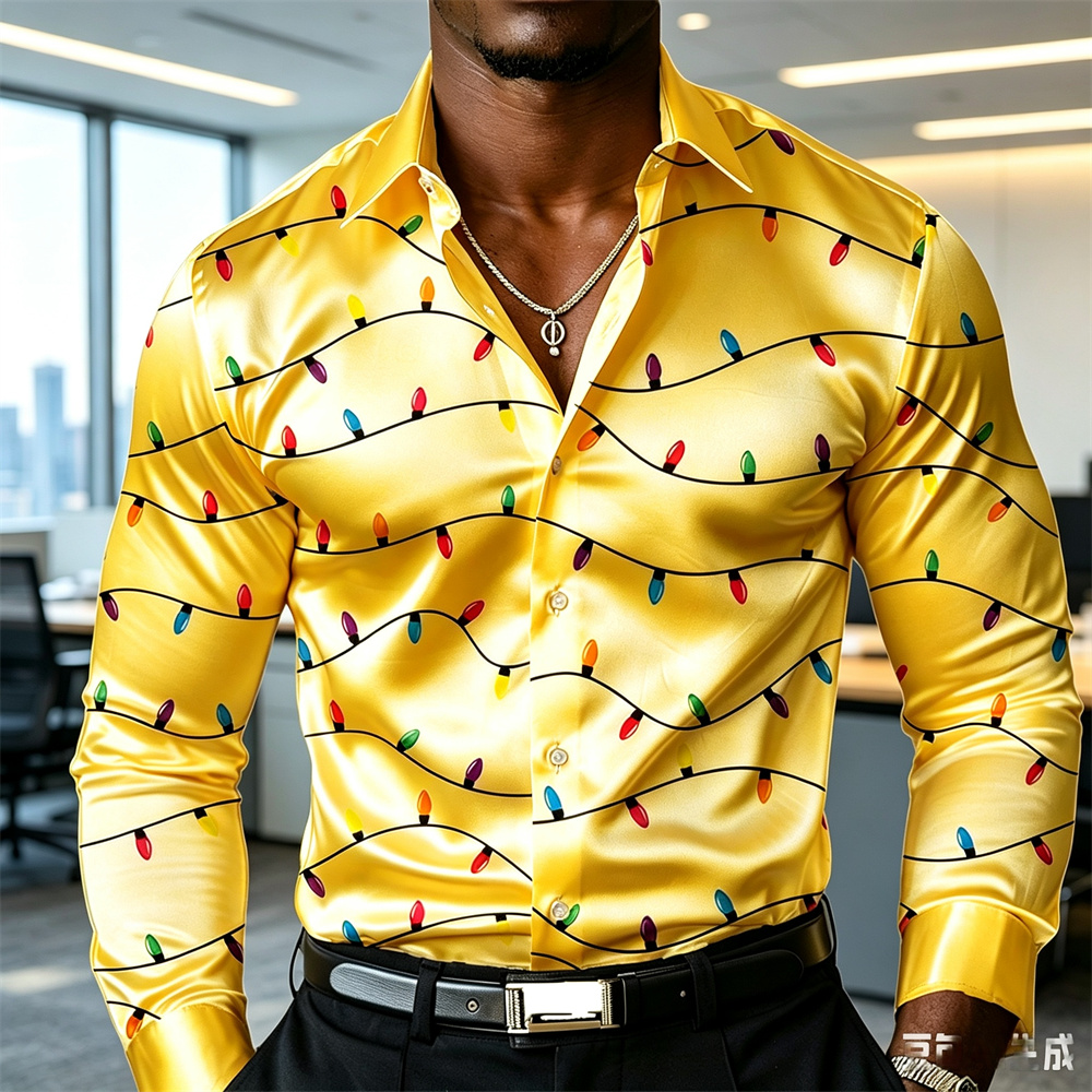 Chemise de Noël pour homme, ch - Mens Satin Silk Dress Shirt avis et prix