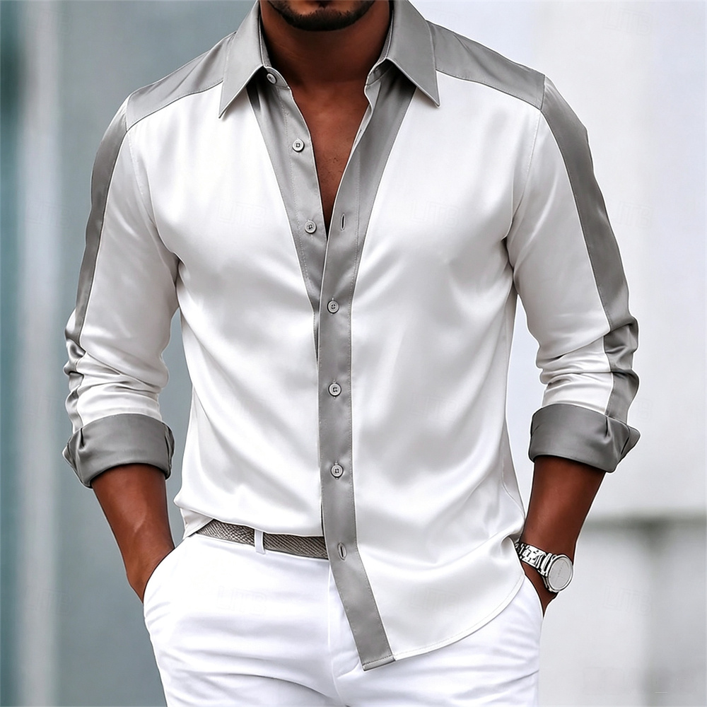 Chemise pour homme en satin, c - Mens Satin Silk Dress Shirt avis et prix