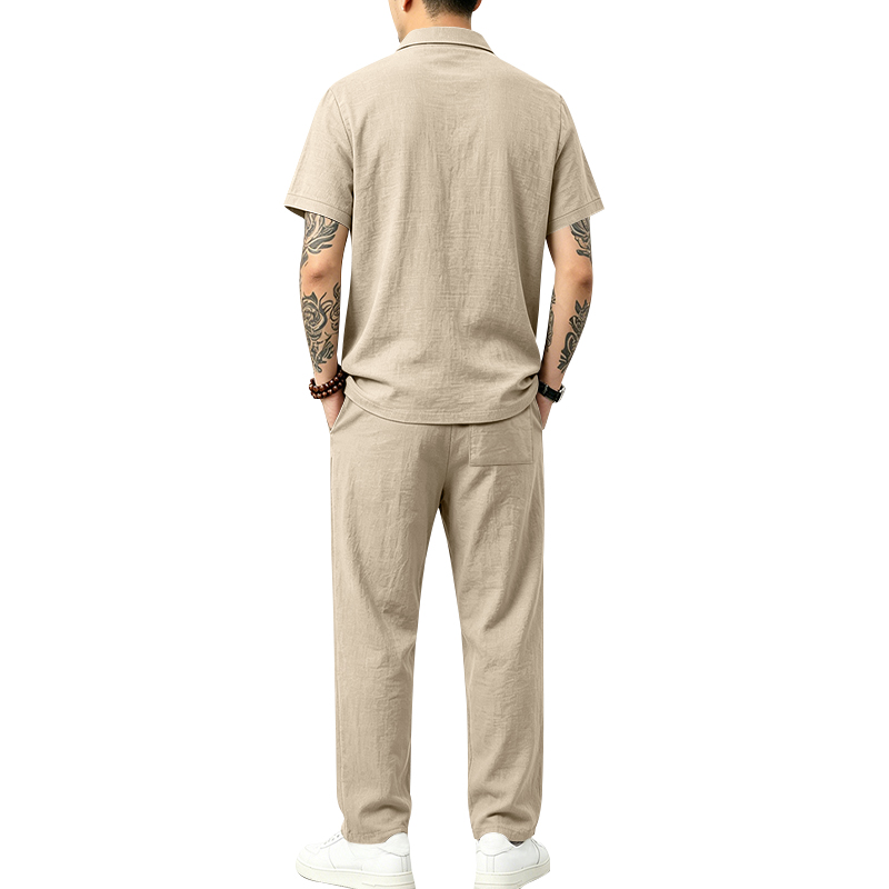 Ensemble polo 2 pièces pour ho - Mens Linen Shirt Long Sleeve avis et prix
