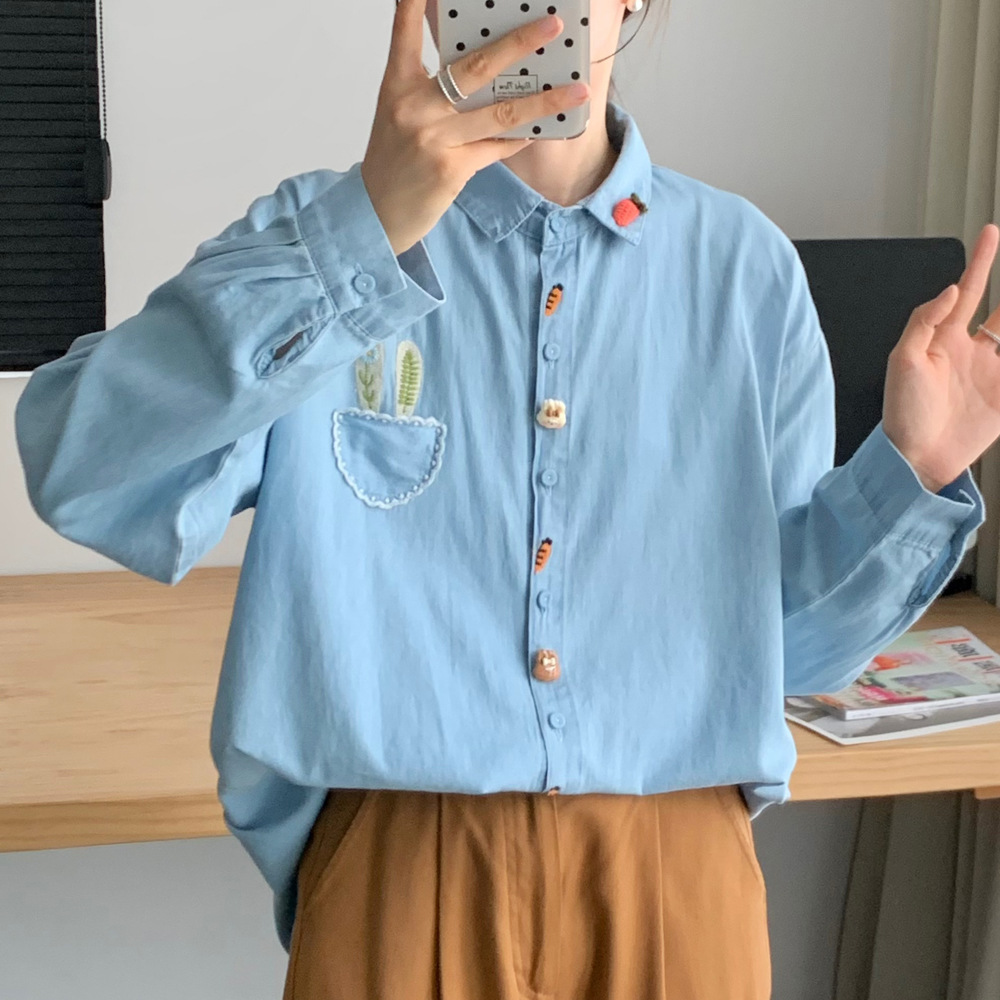 Chemise en jean brodée pour fe - Jeans avis et prix