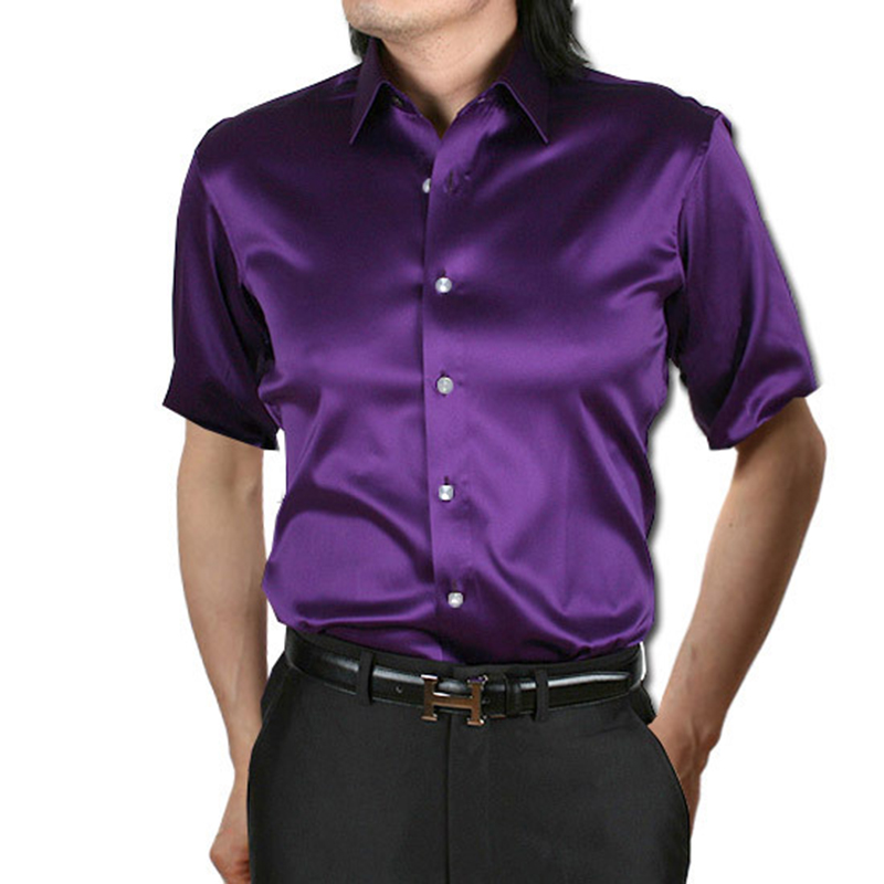InjSatin-Chemise pour Homme Br - Mens Satin Silk Dress Shirt avis et prix