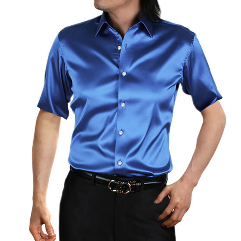 InjSatin-Chemise pour Homme Br - Mens Satin Silk Dress Shirt avis et prix