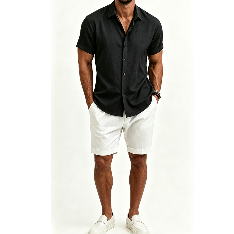 Ensemble chemise et short en c - Mens Linen Shirt Long Sleeve avis et prix