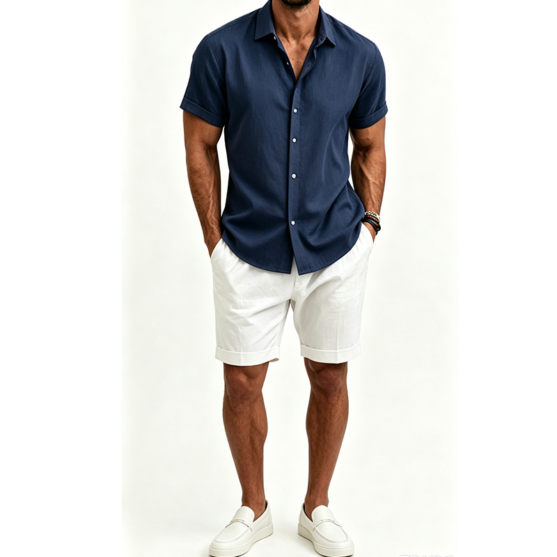 Ensemble chemise et short en c - Mens Linen Shirt Long Sleeve avis et prix