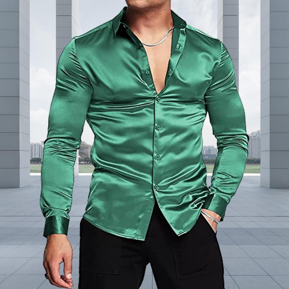 Chemise élégante pour homme en - Mens Satin Silk Dress Shirt avis et prix
