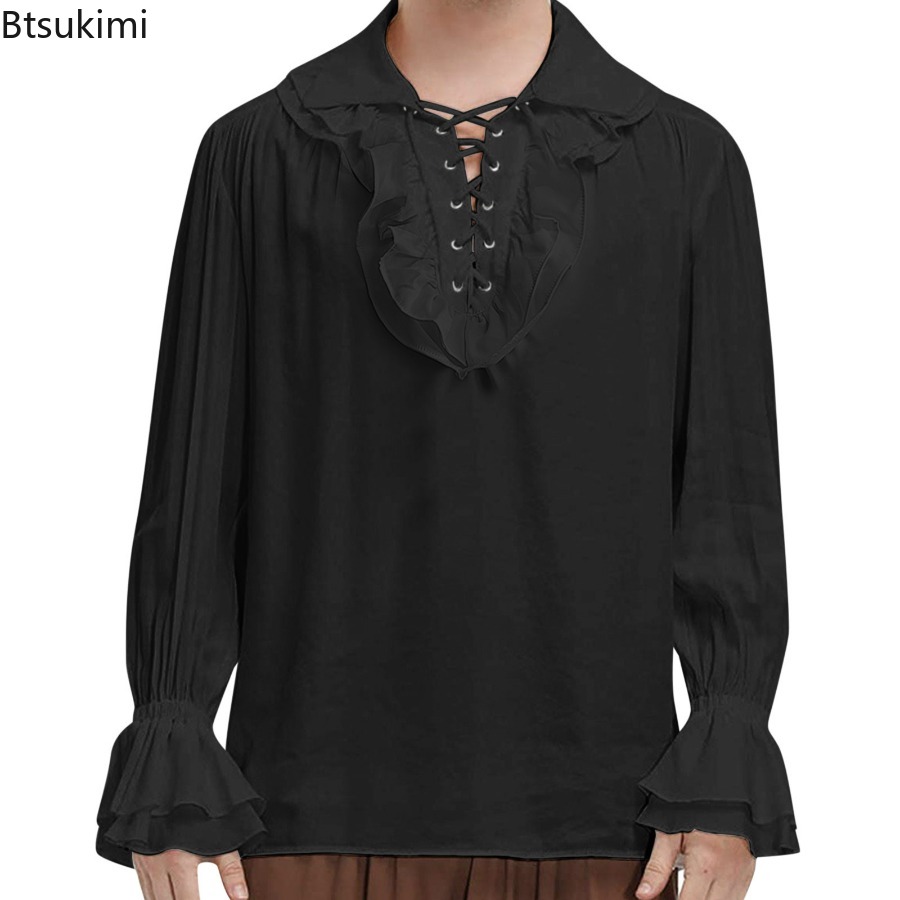 Chemise de pirate de la Renais - Medieval Gothic Lace Up Pirate Shirt avis et prix
